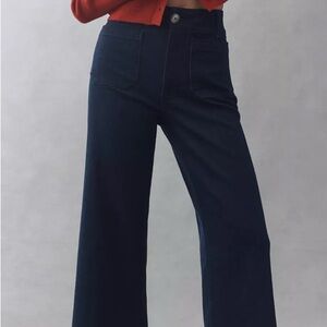 Anthropologie The Colette Scallop-Hem Crop Wide-Leg Jeans by Maeve